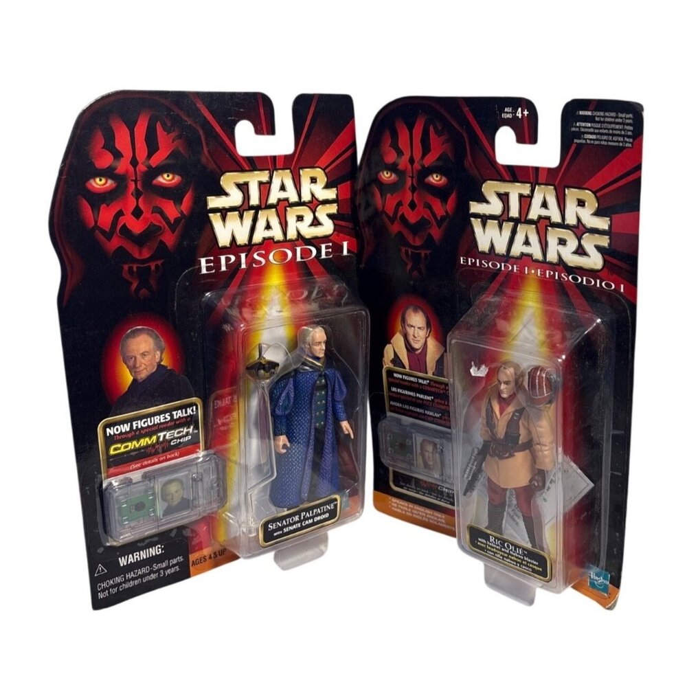 Star Wars Episode I Action Figures Senator Palpatine & Ric Olié CommtTech Chips